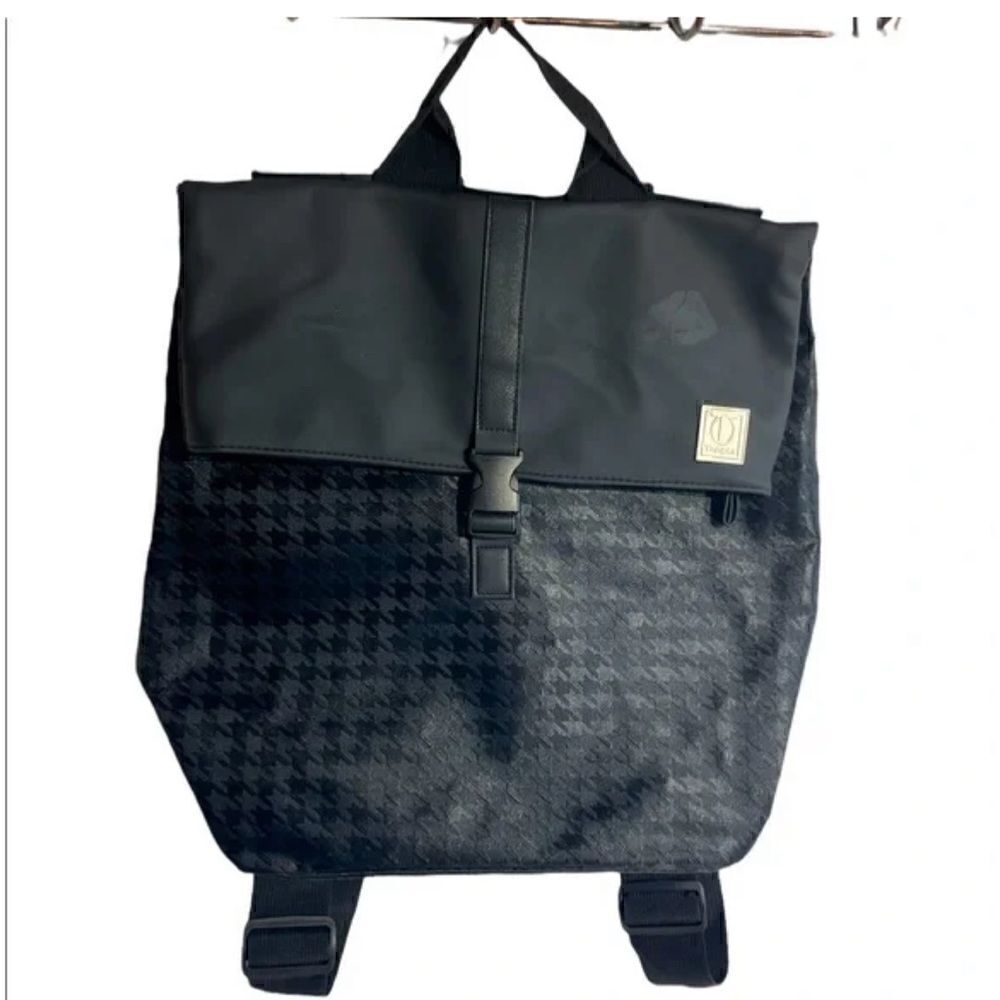 TANGER Large Unisex Back Houndstooth Backpack Laptop Tablet Bag Tote